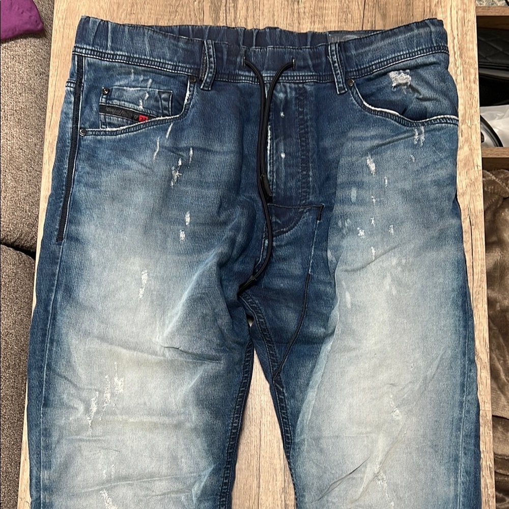 Diesel Blue Relaxed Jeans with Authentic Fading